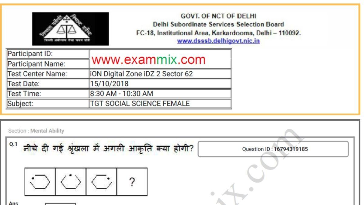 Dsssb Tgt Social Science Question Papers Pdf To