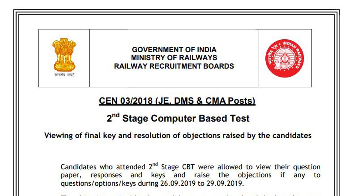 RRB JE CBT-2 Final Answer Key 2019 (Modified) 