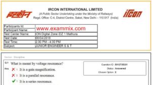 IRCON JUNIOR ENGINEER S and T Paper