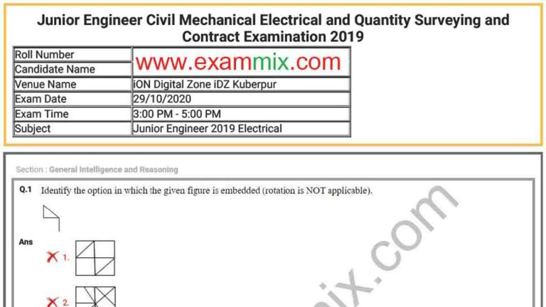 Ssc Je Question Paper Pdf Electrical Mechanical Civil