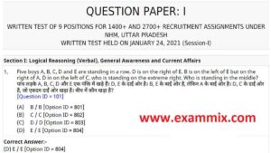 NHM UP Question Paper 2021