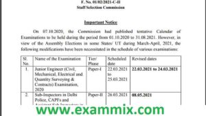 SSC Exam Date 2021