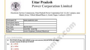 UPPCL Junior Engineer Electrical Question Paper 2021 PDF