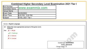 SSC CHSL Tier 1 Question Paper 2022 in Hindi & English