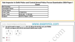 SSC CPO Question Paper 2024 PDF Download